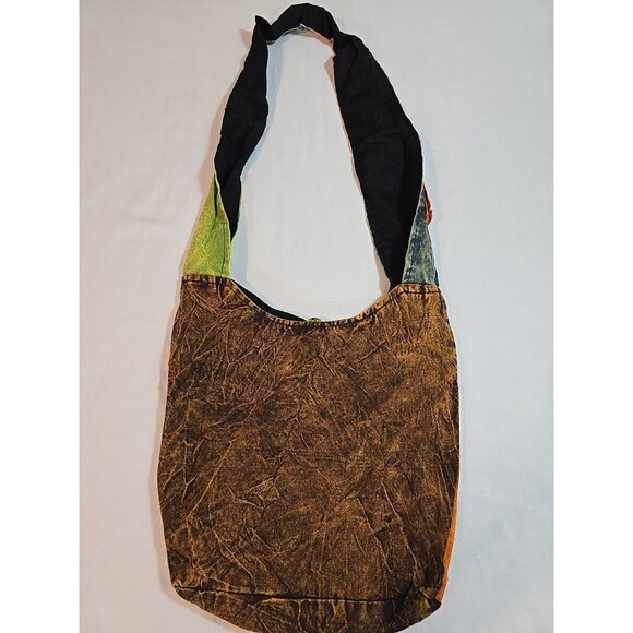 Kathmandu Imports Nepal large shoulder bag hippie boho festival Peace & Flowers - Picture 4 of 13